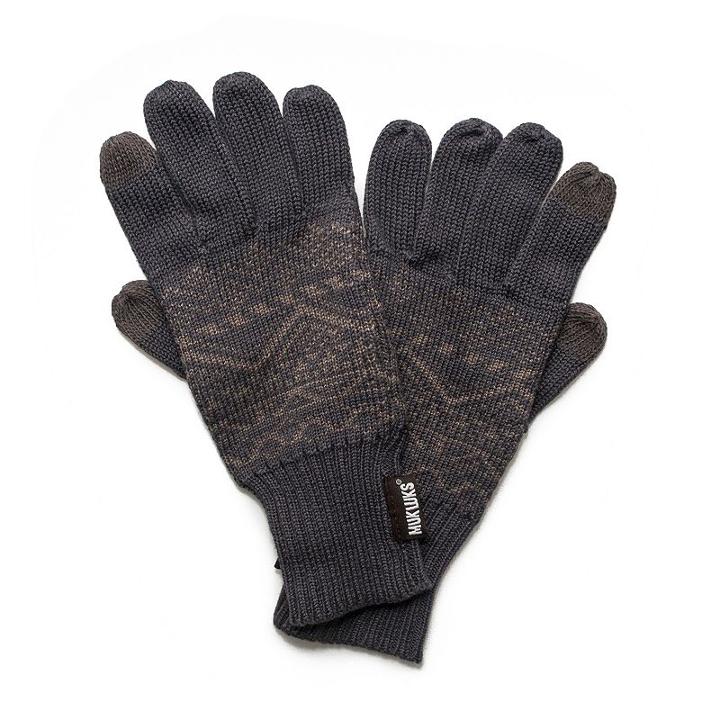 Men's Patterned Gloves With Texting Thumb And Fingers, Grey