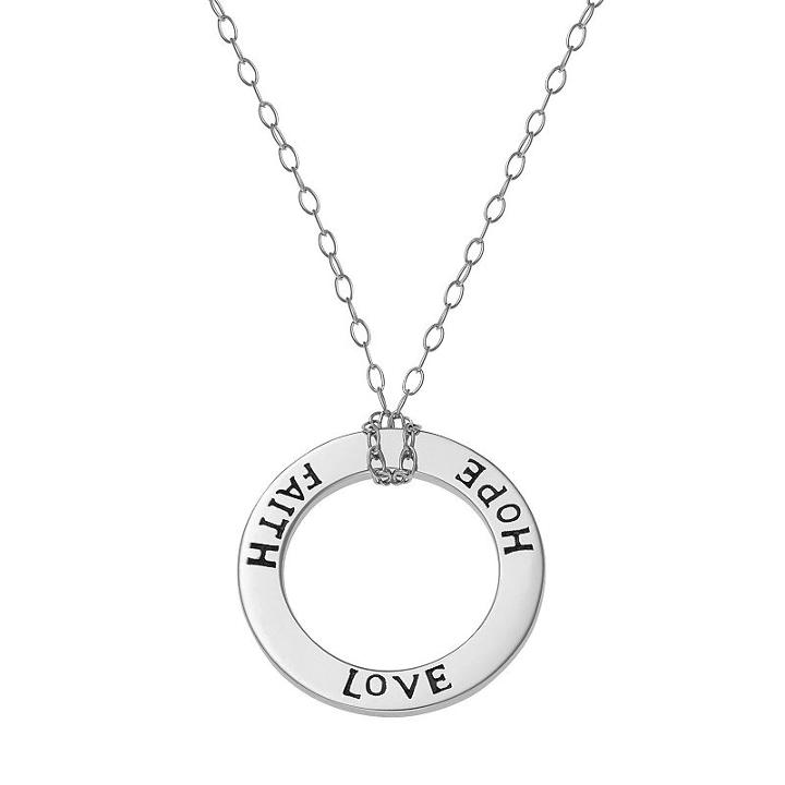 Sterling Silver Faith Love Hope Circle Pendant Necklace, Women's, Size: 18, Grey