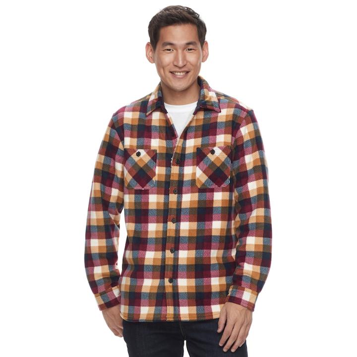 Men's Anchorage Expedition Classic-fit Plaid Fleece Shirt Jacket, Size: Large, White Oth