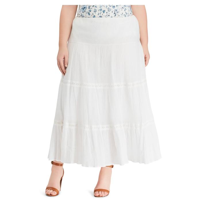 Plus Size Chaps Crinkle Skirt, Women's, Size: 3xl, White