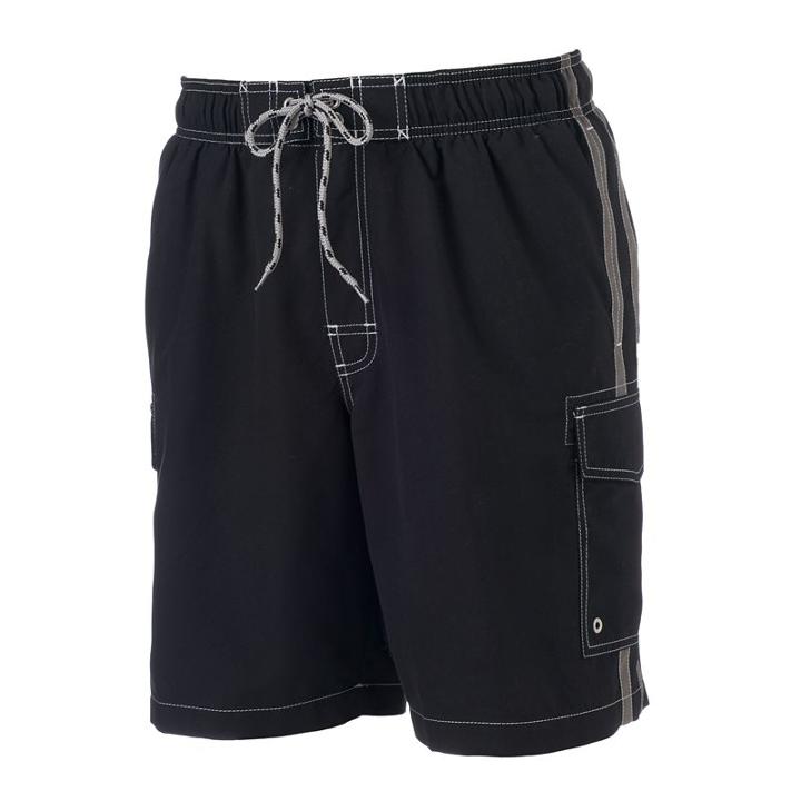 Men's Sonoma Goods For Life&trade; Side-striped Microfiber Swim Trunks, Size: Large, Grey (charcoal)
