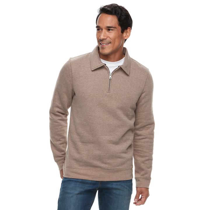 Men's Croft & Barrow&reg; Classic-fit Stretch Fleece Quarter-zip Pullover, Size: Xxl, Lt Brown