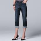 Women's Simply Vera Vera Wang Roll Cuff Capri, Size: 4, Blue (navy)