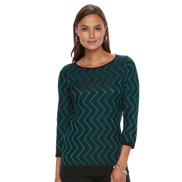 Women's Dana Buchman Zigzag Sweater, Size: Medium, Green