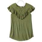 Girls 7-16 & Plus Size Self Esteem Crochet Lace Flounce Overlay Top With Necklace, Girl's, Size: L Plus, Med Brown