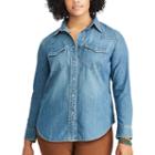 Plus Size Chaps Western Denim Shirt, Women's, Size: 2xl, Blue