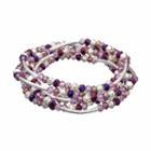 Napier Curved Bar Beaded Convertible Wrap Bracelet, Women's, Purple