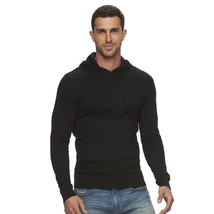 Men's Marc Anthony Slim-fit Marled Cashmere-blend Merino Hoodie, Size: Xxl, Black