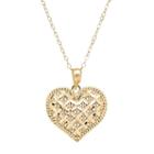 Everlasting Gold 10k Gold Openwork Heart Pendant Necklace, Women's