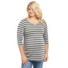 Plus Size Maternity Oh Baby By Motherhood&trade; Striped Tunic, Women's, Size: 2xl, Light Grey