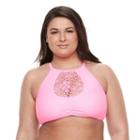Plus Size Island Soul Crochet High-neck Halter Bikini Top, Women's, Size: 1xl, Pink