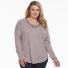 Plus Size Jennifer Lopez Embellished Crisscross Top, Women's, Size: 3xl, Drk Purple