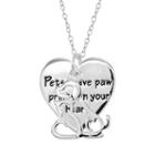 Silver Plated Pets Leave Paw Prints On Your Heart Pendant, Women's, Size: 17, Grey