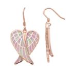 14k Rose Gold Over Silver Lab-created Pink Opal Angel Wing Drop Earrings, Women's
