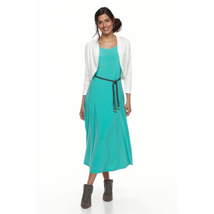 Women's Nina Leonard Open-front Shrug, Size: Large, White