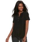 Women's Croft & Barrow&reg; Jacquard Pintuck Henley Top, Size: Medium, Oxford