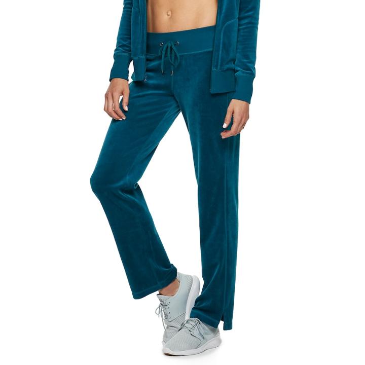 Women's Tek Gear&reg; Velour Mid-rise Sweatpants, Size: Large, Dark Blue