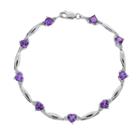 Sterling Silver Amethyst And Diamond Accent Heart Bracelet, Women's, Size: 7.5, Purple