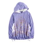 Girls 7-16 Mudd Side-seam Lace-up Sherpa Hoodie, Size: 10, Med Purple
