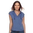 Petite Sonoma Goods For Life&trade; Embroidered Hoodie Tee, Women's, Size: M Petite, Dark Blue