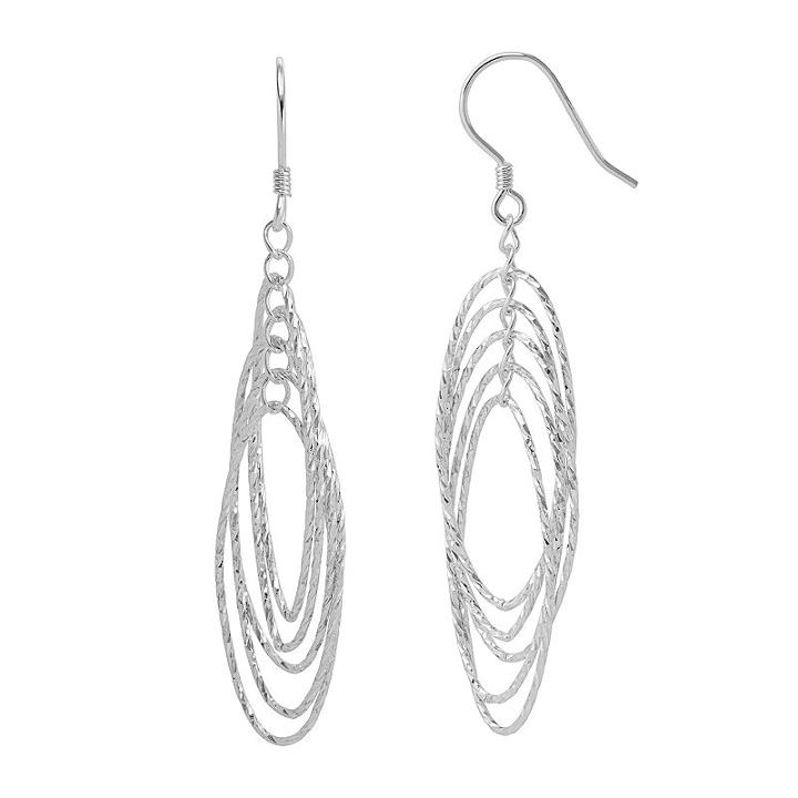 Silver Classics Sterling Silver Textured Multi-hoop Drop Earrings, Women's, Grey