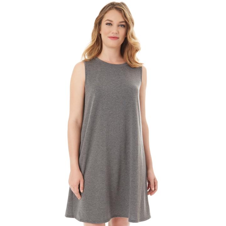 Women's Apt. 9&reg; French Terry Swing Dress, Size: Large, Dark Grey