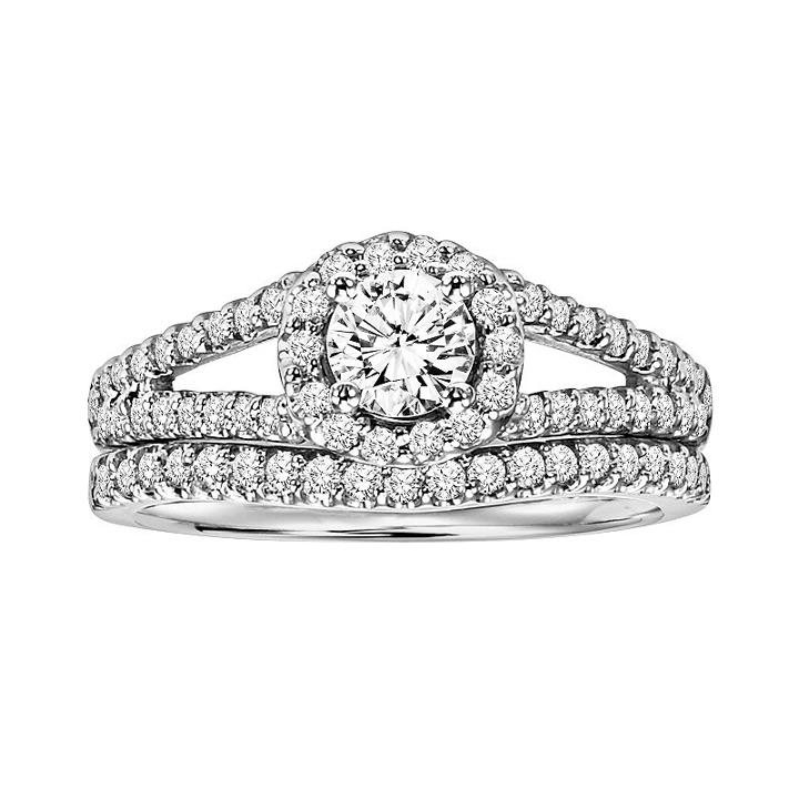 Cherish Always Round-cut Diamond Engagement Ring Set In 14k White Gold (1 Ct. T.w.), Women's, Size: 9