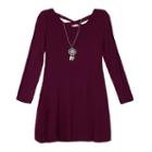 Girls 7-16 Iz Amy Byer Lace-up Back Dress With Necklace, Size: Medium, Purple Oth