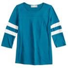 Girls' 7-16 & Plus Size Pink Republic Striped-sleeve Varsity Tee, Size: Xl Plus, Blue