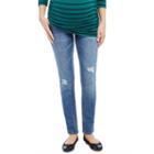 Maternity Oh Baby By Motherhood&trade; Secret Fit Belly&trade; Ripped Skinny Jeans, Women's, Size: Large, Dark Blue