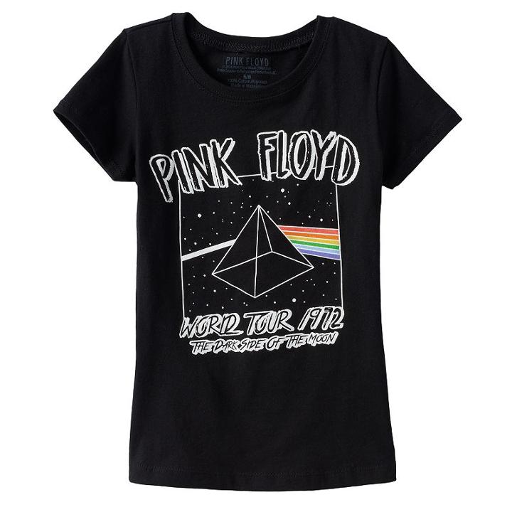 Girls 4-6x Pink Floyd World Tour Graphic Tee, Girl's, Size: 6x, Black