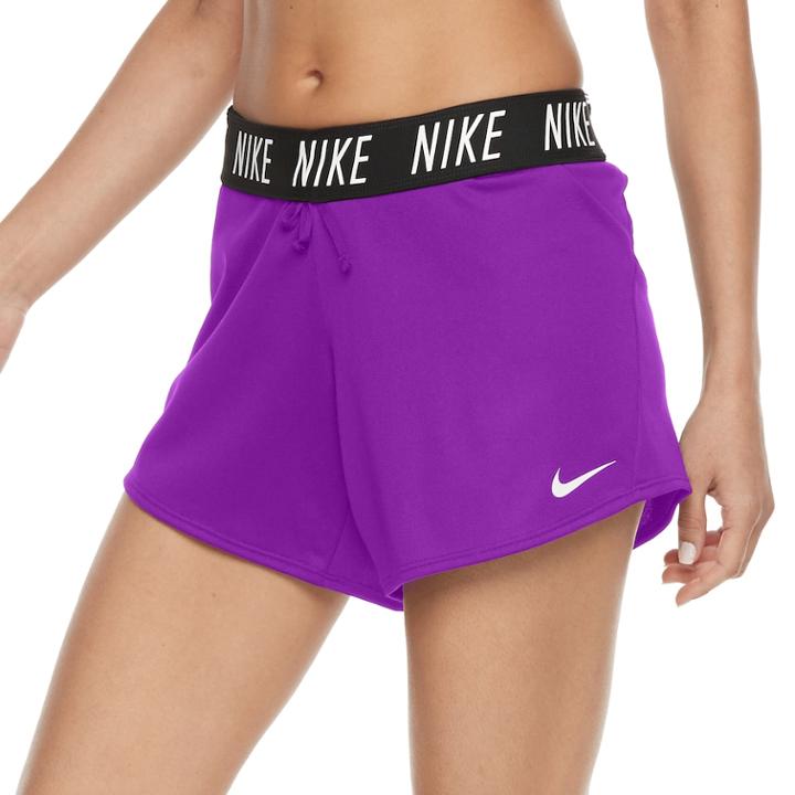 Women's Nike Dry Training Fold Over Shorts, Size: Large, Purple Oth