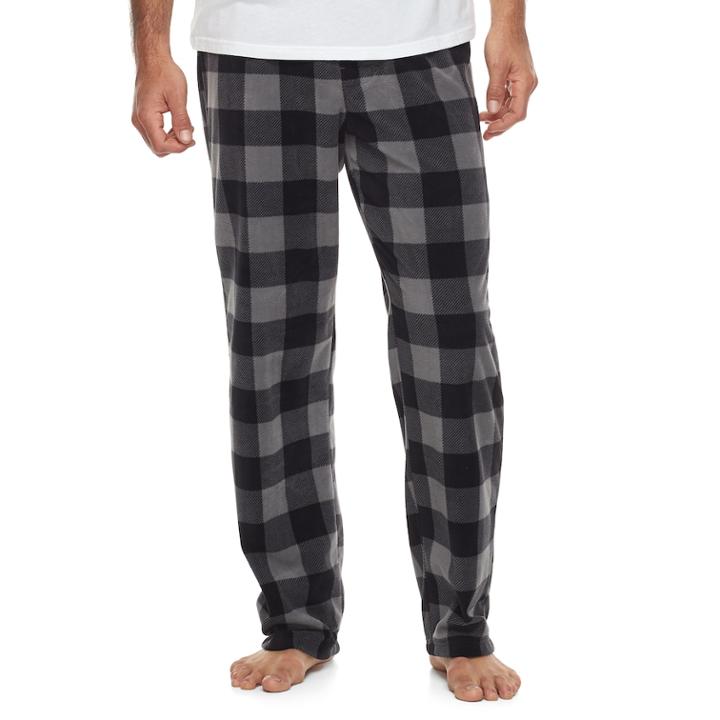 Men's 2-pack Patterned And Solid Microfleece Lounge Pants, Size: Large, Silver