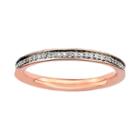 Stacks And Stones 18k Rose Gold Over Silver 1/5-ct. T.w. Diamond Stack Ring, Women's, Size: 5, Grey