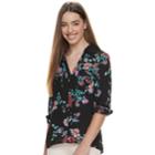 Juniors' Candie's&reg; Printed Lace Blouse, Teens, Size: Medium, Black