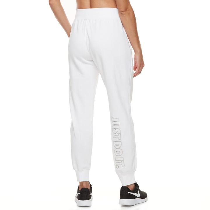 Women's Nike Cuffed Metallic Fleece Pants, Size: Large, White