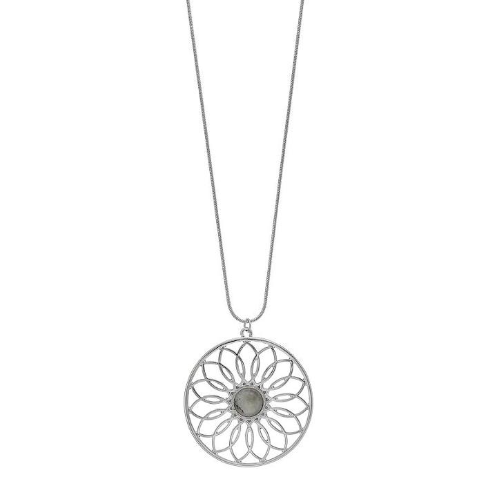 Mudd&reg; Round Flower Pendant Necklace, Women's, Silver