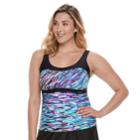 Plus Size Zeroxposur Printed Empire Tankini Top, Women's, Size: 18 W, Beet Stripe