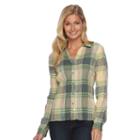 Women's Woolrich Carabelle Plaid Crinkle Shirt, Size: Xl, Brt Green