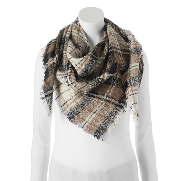 Candie's&reg; Boucle Plaid Triangle Scarf, Women's, Black
