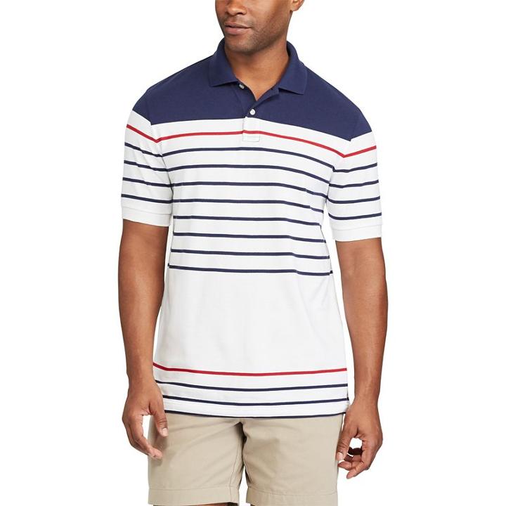Big & Tall Chaps Classic-fit Striped Performance Polo, Men's, Size: 3xl Tall, White