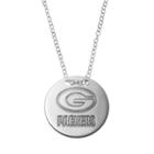 Green Bay Packers Sterling Silver Team Logo Disc Pendant Necklace, Women's, Size: 18, Grey