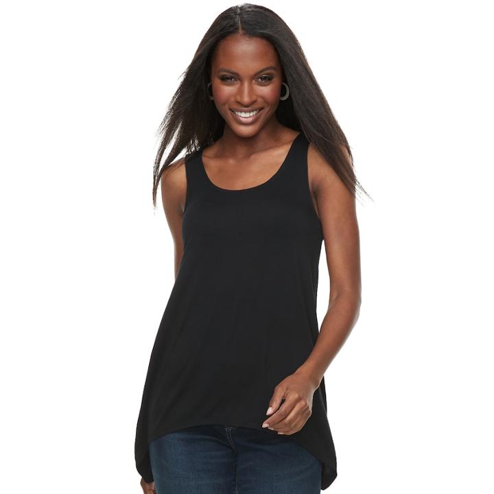 Women's Apt. 9&reg; Strappy Shark-bite Hem Tank, Size: Xxl, Black