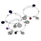 Faith & Tree Of Life Charm Bangle Bracelet Set, Women's, Purple