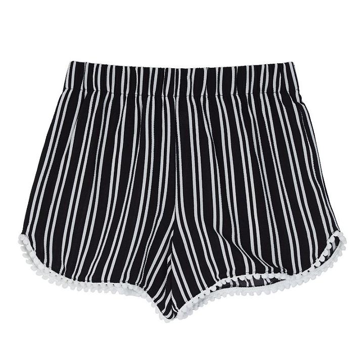 Girls 7-16 Iz Amy Byer Pom-pom Trim Striped Shorts, Girl's, Size: Medium, Black