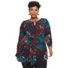 Plus Size Dana Buchman Keyhole Asymmetrical Top, Women's, Size: 2xl, Dark Red