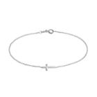 Barefootsies Silver Plated Sideways Cross Anklet, Women's, Size: 9, Grey