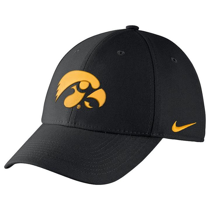 Men's Nike Iowa Hawkeyes Dri-fit Flex-fit Cap, Iwa Black