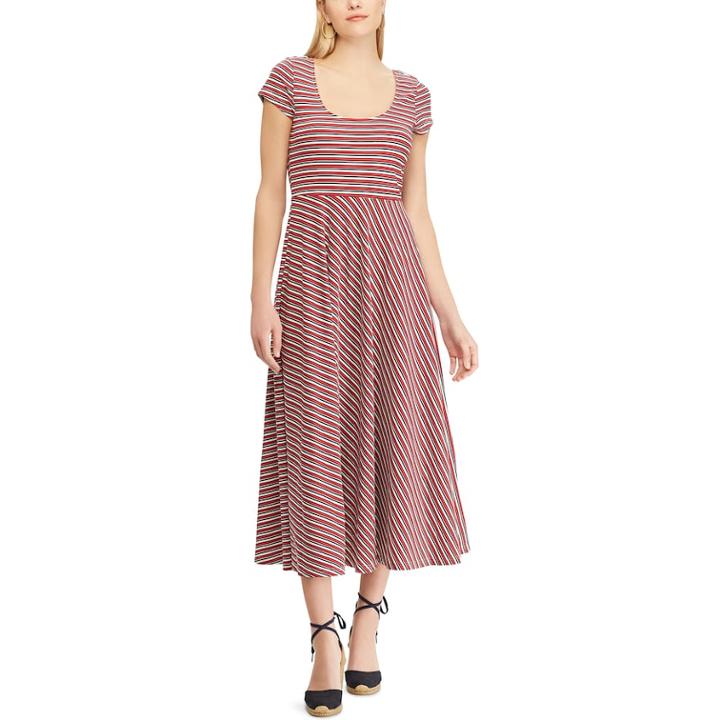 Women's Chaps Tropical Fit & Flare Midi Dress, Size: Xs, Red