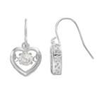 Brilliance Silver Plated Heart Drop Earrings With Swarovski Zirconia, Women's, White